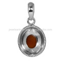 New Creative Design Indian Gemstone Red Onyx Gemstone 92.5 Sterling Silver Pendant